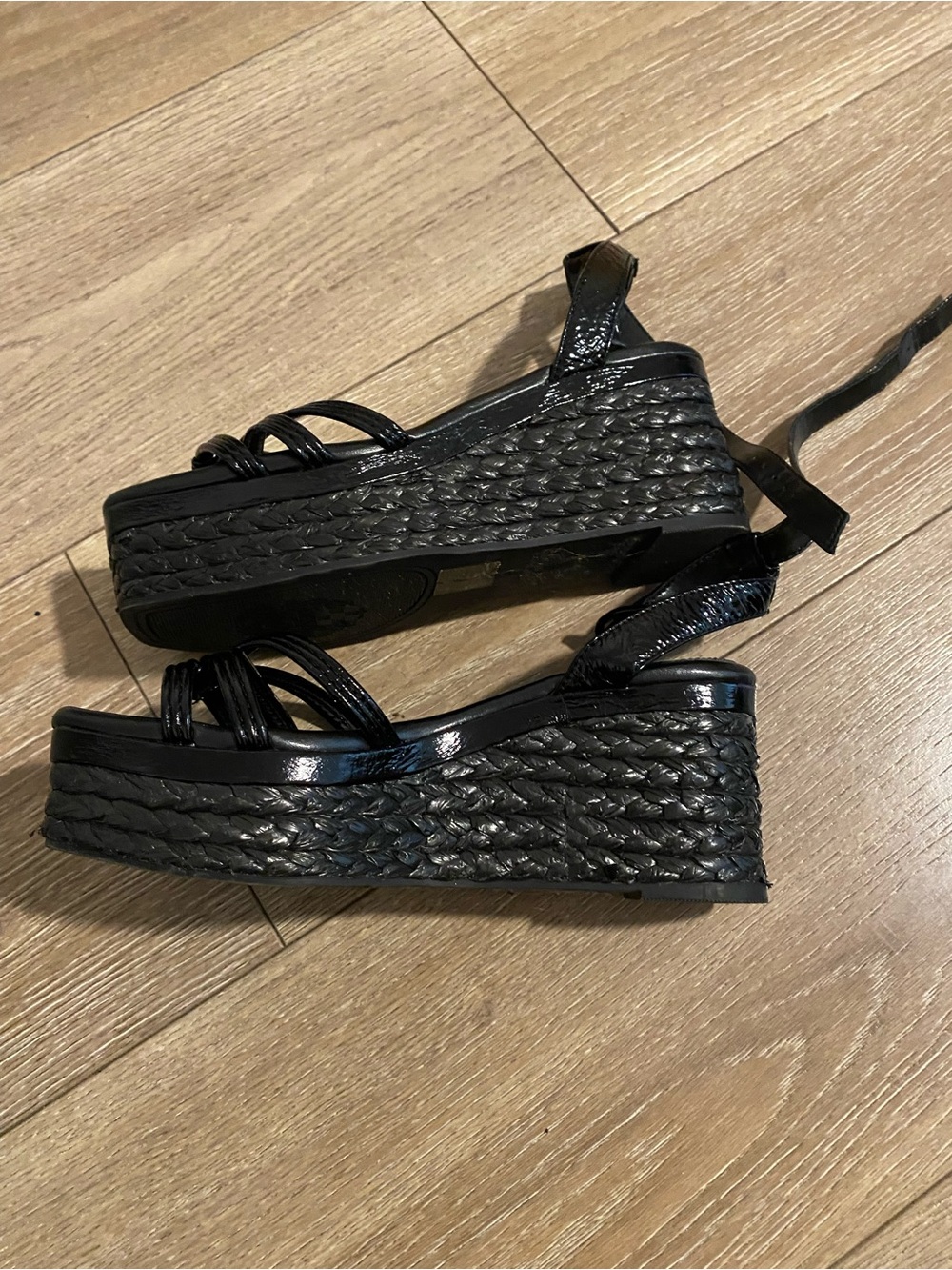 Vince Camuto Black Knotted Strappy Wedge Sandals - Picture 3 of 4